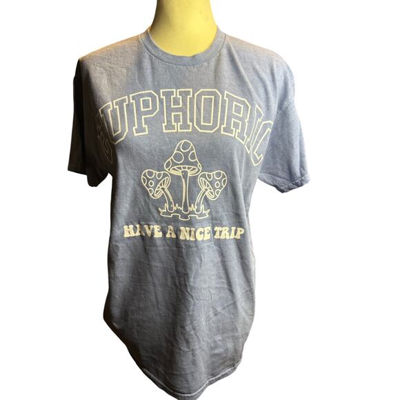 PacSun Euphoric Have A Nice Trip Graphic Tee, Blue, Trippy Mushrooms, Small - Picture 3 of 7